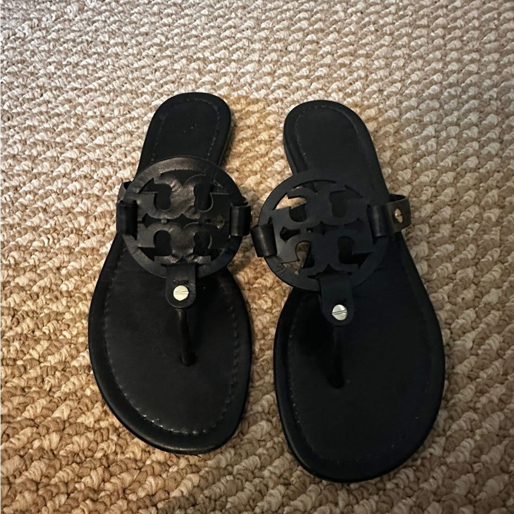 Tory Burch Black Leather Flip-Flops